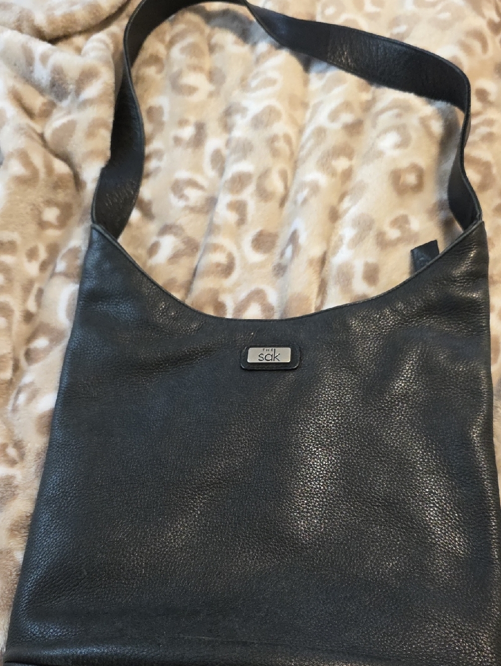 The Sak Black Pebbled Leather Shoulder Tote